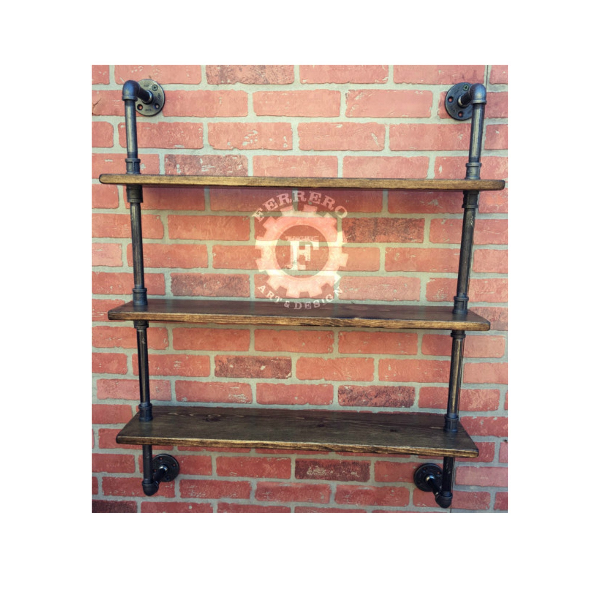 industrial shelf - industrial pipe - wood pipes - shelving - shelves - metal - floating #..#1977