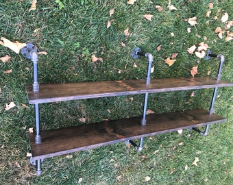 Bar Book Industrial shelving, pipes and wood shelf, wall shelves, industrial decor and rustic, reclaimed look, kitchen bar living room