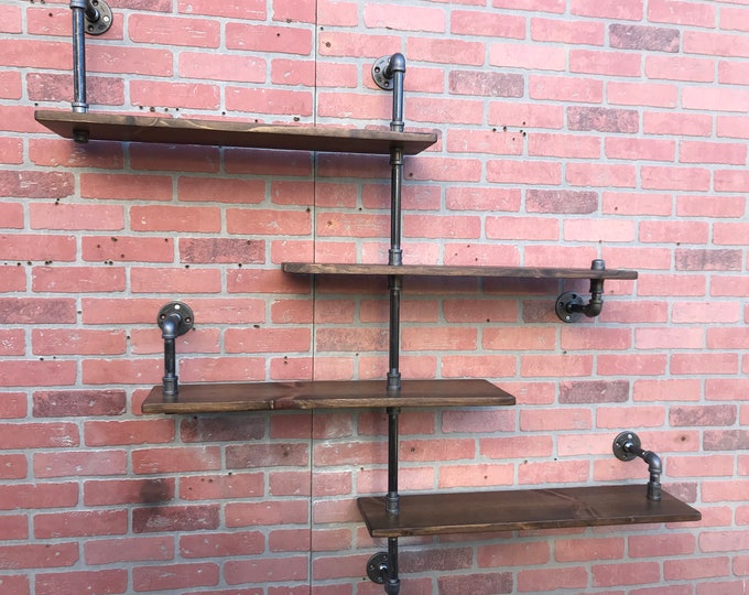 Industrial Shelf Pipe Shelf Shelves Rustic Kitchen Bathroom Etsy