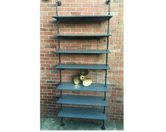pipe shelf, Steampunk Shelf, Industrial Shelf, Rustic Shelf, Pipe Shelf, Wood Shelf, Book Case, Bookcase,  Store Shelf, ,