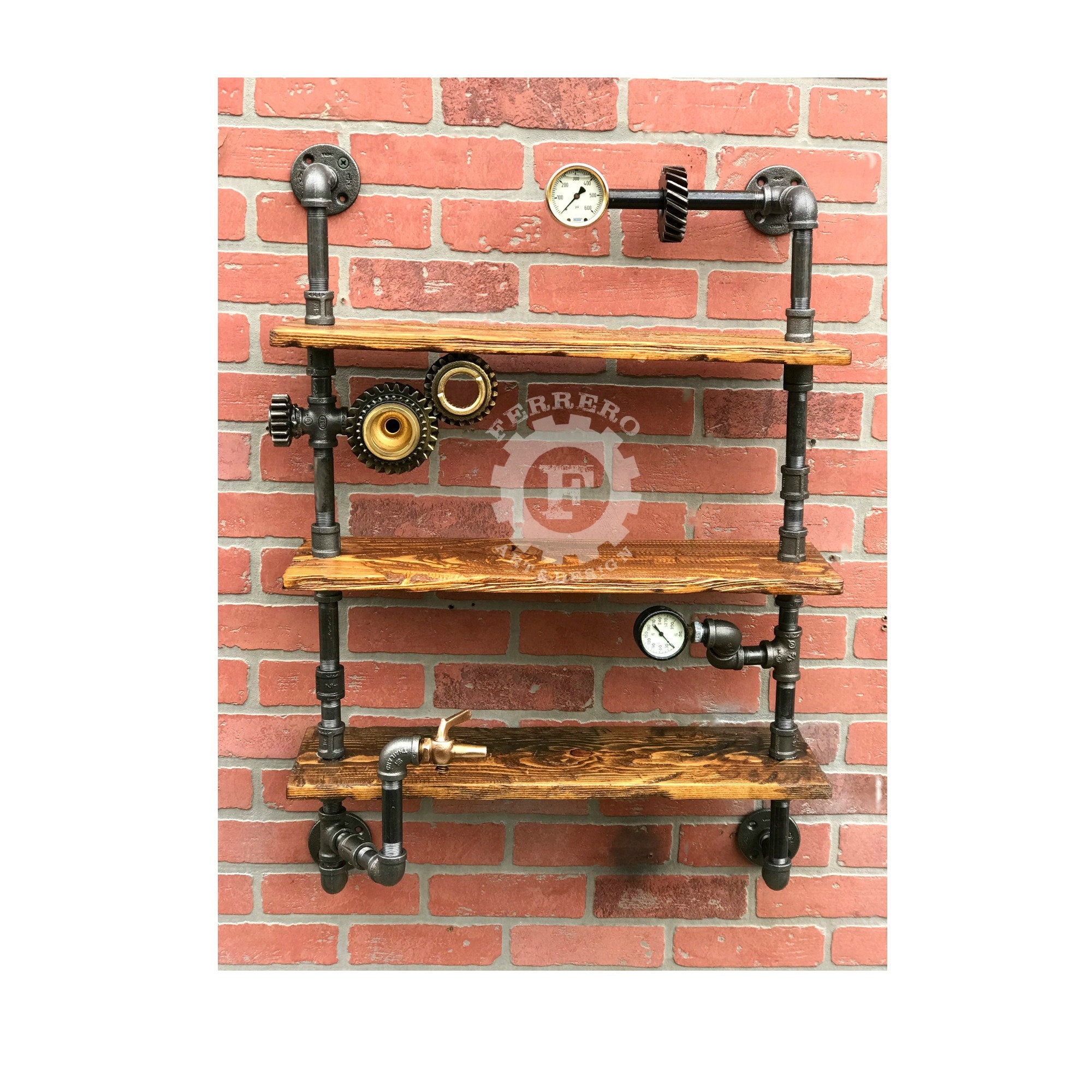 Industrial Shelf - Reclaimed - Pipes - Steampunk Art - Pipe