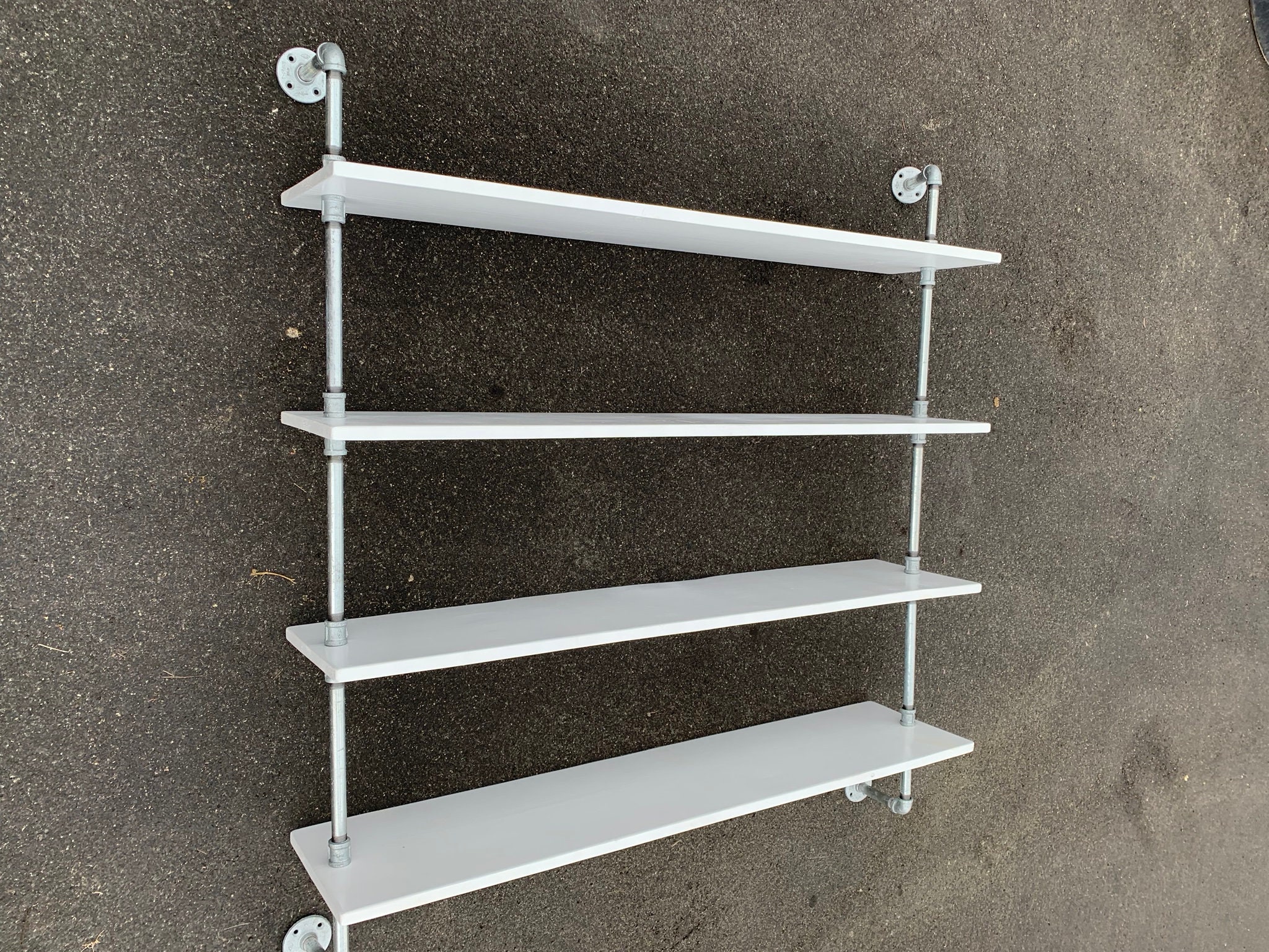 White industrial pipe shelves deals