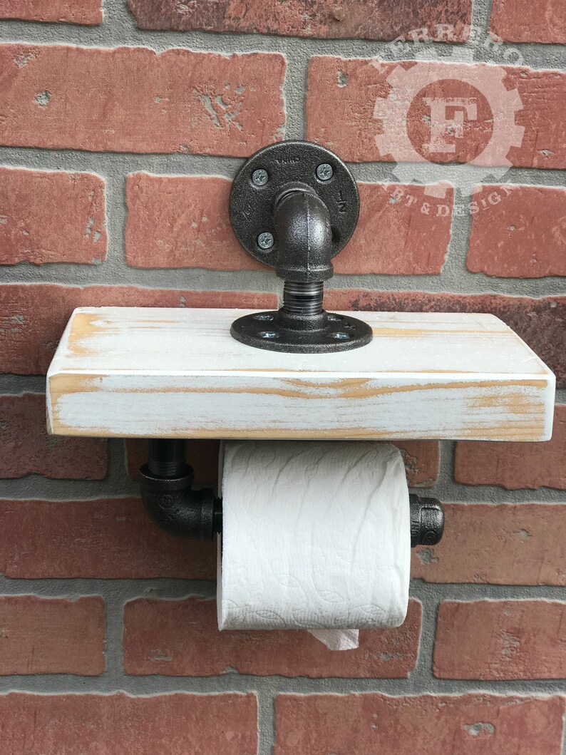 Toilet Paper Dispenser Wood Pipe Industrial Pipes Etsy