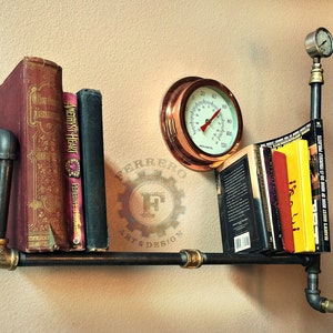 Wall Shelf, Wall Decor, Steampunk Shelf, Industrial Decor, Unique Decor, Industrial Pipes, Wall Shelves, Home Decor, ,