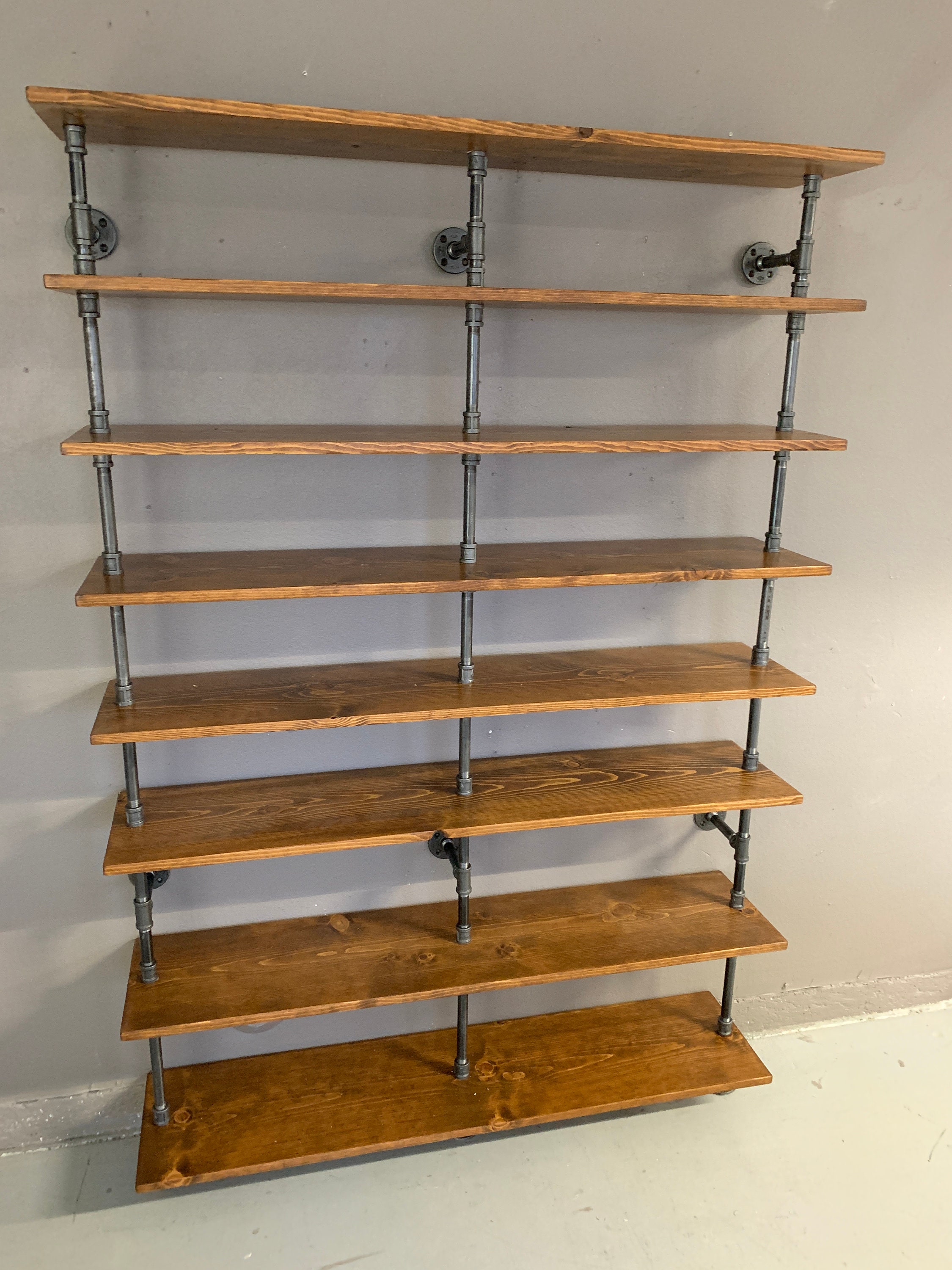 Reclaimed Look Wood Pipe Shelving Unit Shelves Wall Shelf Etsy