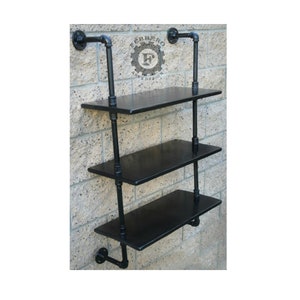 industrial shelf - industrial pipe - wood pipes - shelving - shelves - metal - floating #..#1977