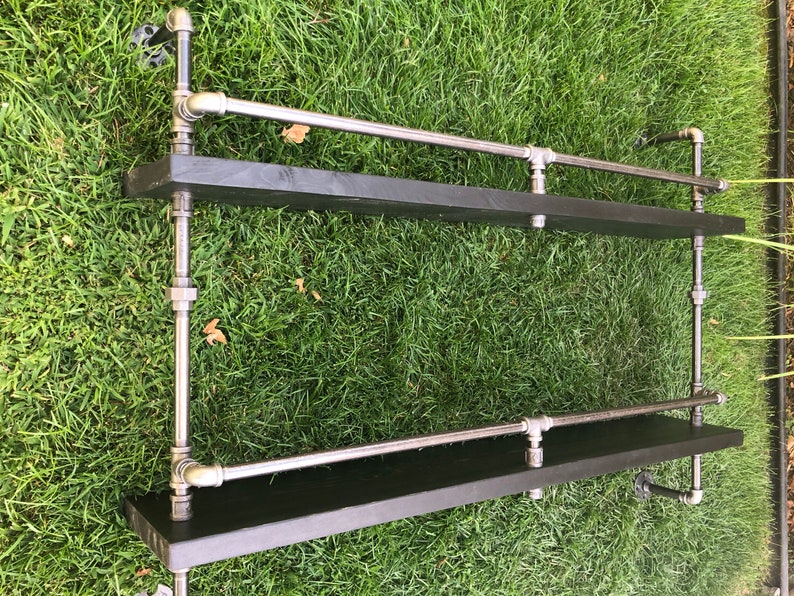 Industrial Pipe Bar Pipes Wood Bar Shelf Shelving Wall Etsy