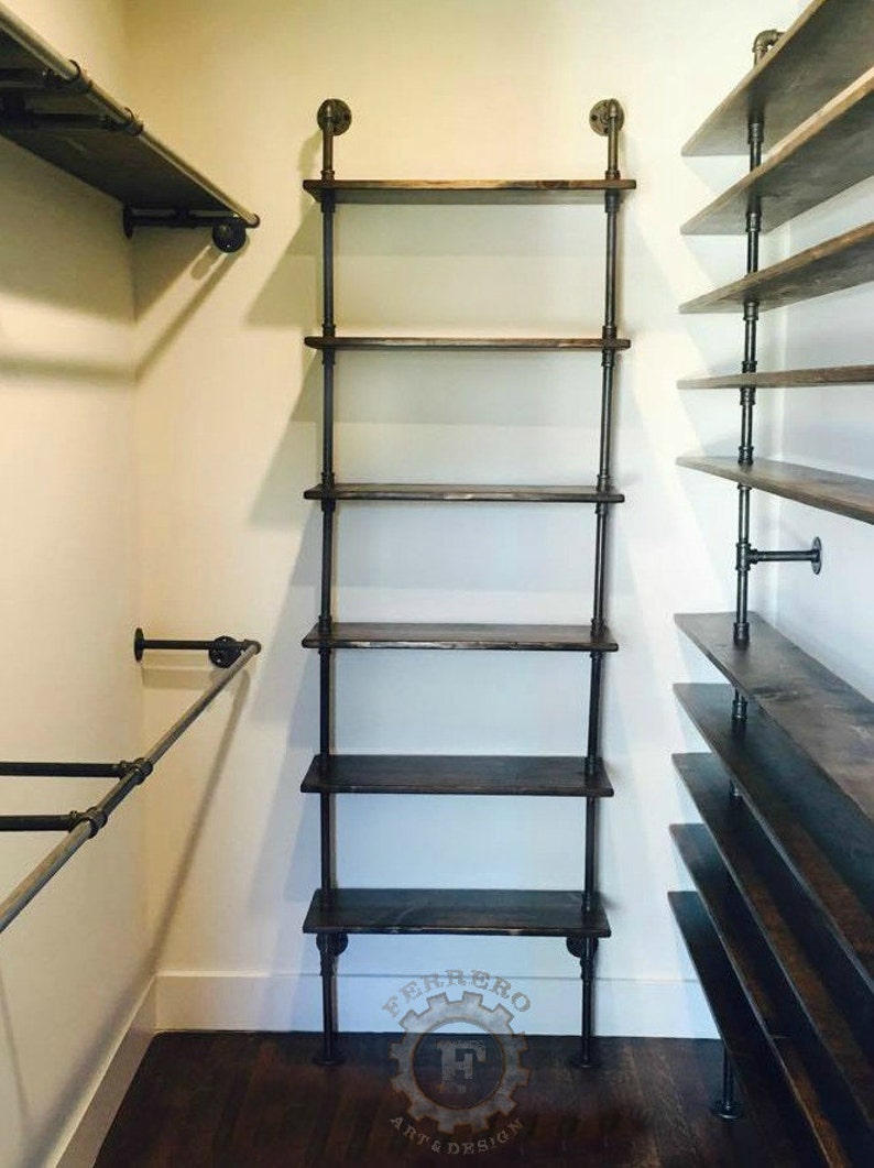 Industrial Shelf Industrial Pipe Wood Pipes Shelving Etsy