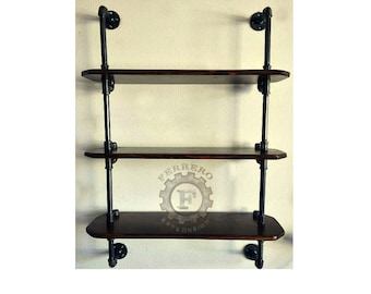 industrial shelves wall decor pipes pipe wood customization