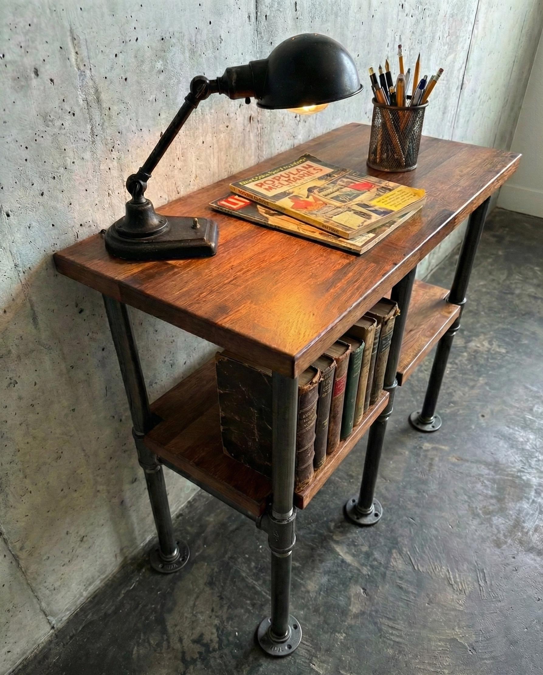 Industrial Pipe Console Table, Rustic Wood Entryway Table With