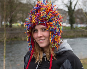 Shaggy woolly multicoloured hat