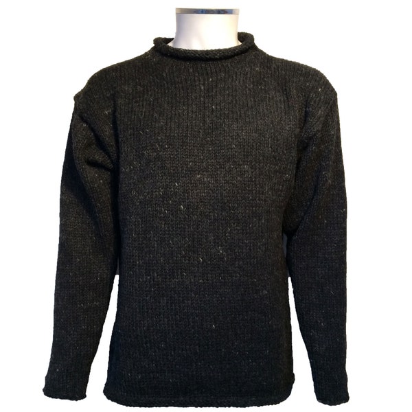 Quality Warm Handmade Knitted Plain Grey Pullover Jumper Sweater Our Design, Fair Trade, Casual Unisex