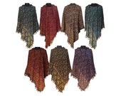 Paisley Fleece Ponchos in a Selection of Beautiful Warm Colours with Hood