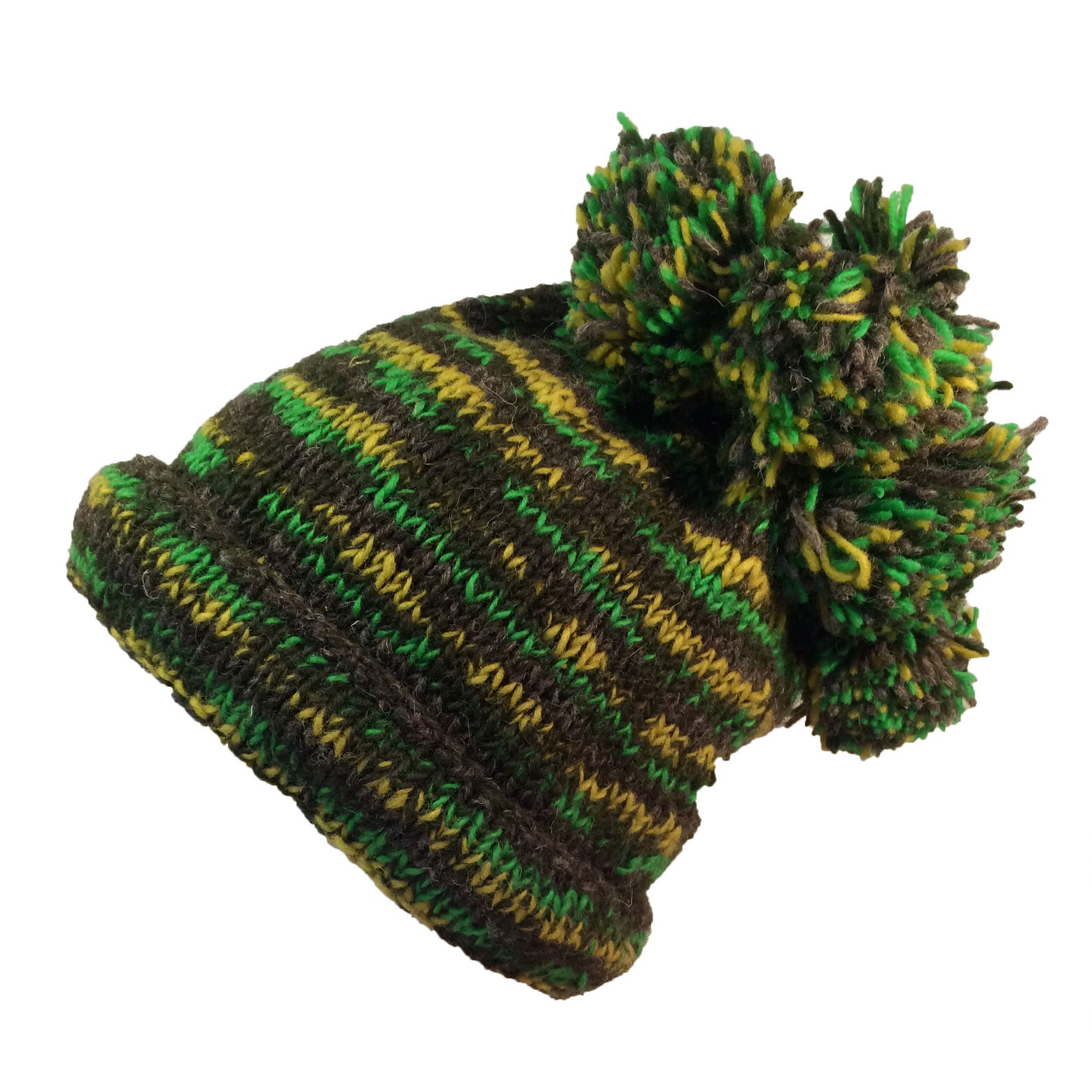 Awesome Shades of Green Woolly Hat avec Seven Dangly Bobbles Etsy
