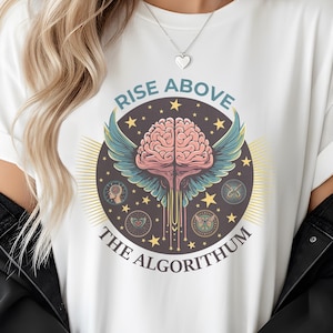 Shirt met anti-algoritme, Rise Above grafisch T-shirt, grappige social media burnout-top, zacht shirt Gen X humor