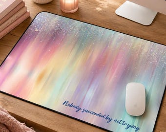 Custom Desk Mat | Personalized Mouse Pad | Motivational Desk Mat | Girly Office Decor | Pastel Gaming Desk Pad