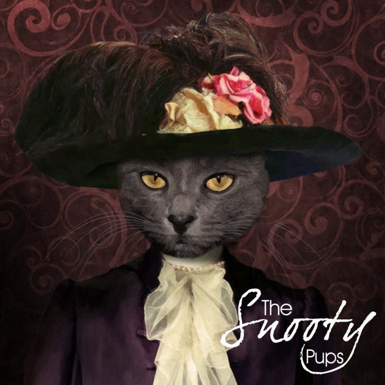 Cat Portrait Victorian Cat Portrait Cat Portrait Custom Etsy