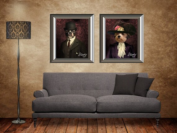 Cat Portrait Custom Cat Portrait Bowler Hat Vintage Etsy