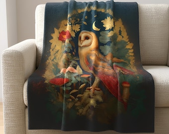 Owl Woodland Blanket | Cozy Luxury Forest Throw for Nature-Inspired Homes