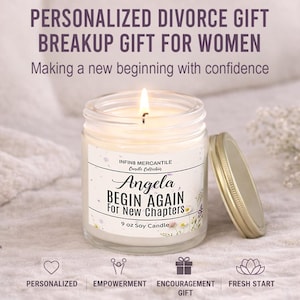 Gepersonaliseerde breakup-kaars, aangepast aanmoedigingscadeau voor haar, begin opnieuw 9oz sojakaars, genezende zelfzorgcadeau