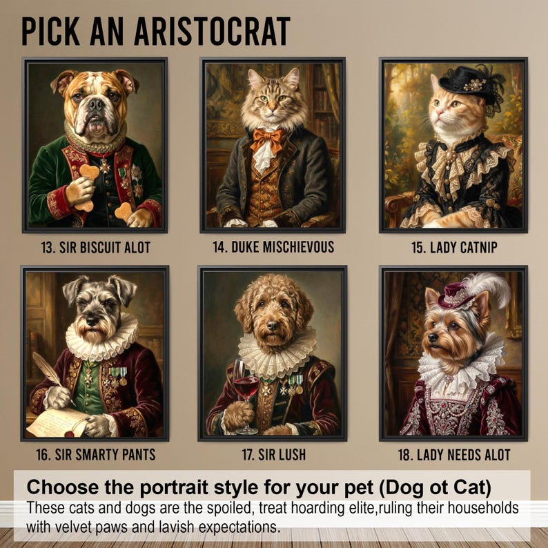 Pet Portrait Custom | Aristocrats Renaissance Dog Art, Custom Royal Pet Portrait, Personalized Cat Wall Art, Pet Memorial Canvas bild 5