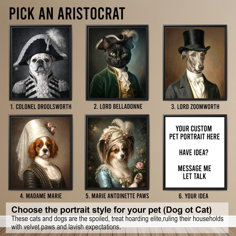 Pet Portrait Custom | Aristocrats Renaissance Dog Art, Custom Royal Pet Portrait, Personalized Cat Wall Art, Pet Memorial Canvas bild 4
