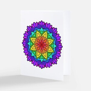 Mandala-wenskaart (blanco binnenkant) 5,5 x 4 inch
