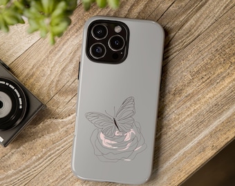 Minimalist Butterfly Line Art Durable Phone Case for iPhone, Samsung Galaxy, and Google Pixel