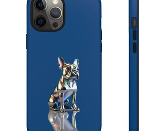Iridescent French Bulldog Phone Case, Metallic Reflection Art