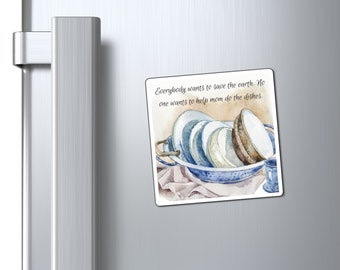 No One Wants To Help Mom With The Dishes... Funny Kitchen Magnet, Refrigerator Magnet, Funny Magnet, Mother's Day Magnet