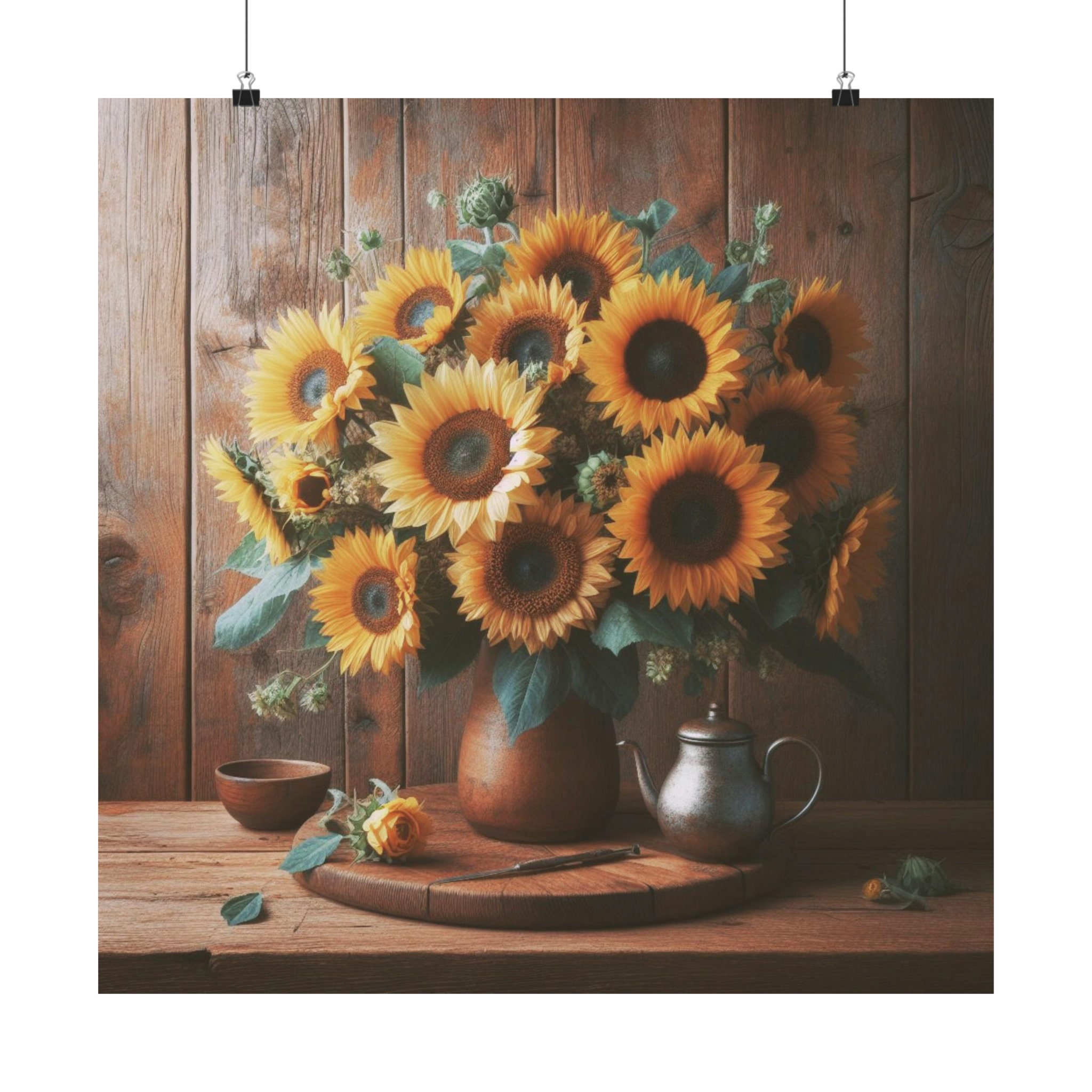 Rustic Sunflower Wall Decor 22, Wall Hanging, Sunflower Art, Earthy