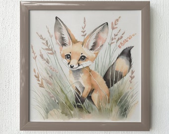 Fennek Fuchs Kinderzimmer Poster: Wüstentier Thema