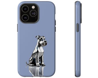 Iridescent Metal Schnauzer Phone Case, Reflection Art Cover