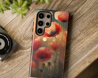 Red Poppy Field Phone Case, Floral Meadow, Tough Case