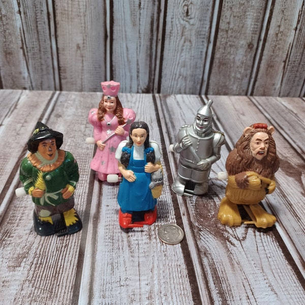 Vintage Wizard of Oz MGM Turner Set of 5 Wind-Up Walkers Dorothy, Scarecrow, Tin Man, Lion and Glenda 1988.