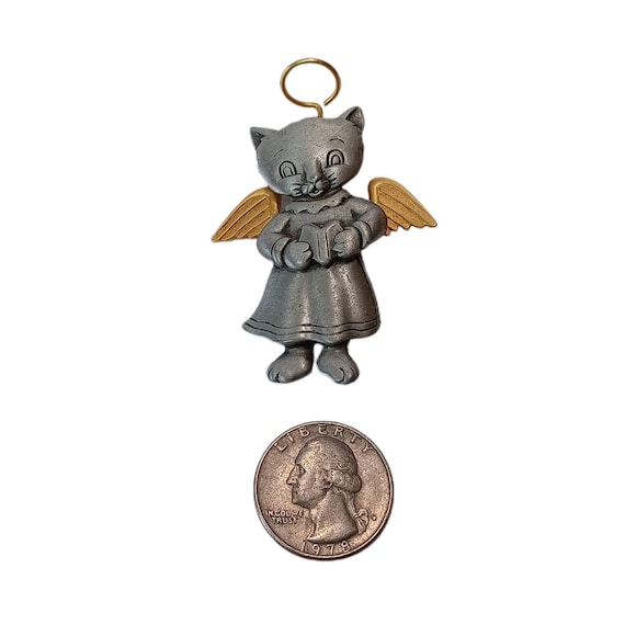 Vintage JJ Two Tone Angel Kitty with Articulated … - image 1