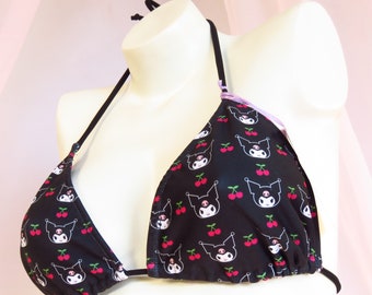 Sanrio Kuromi bikini y2k set, string bikini bottom, surf short bottom, swimwear, plus size