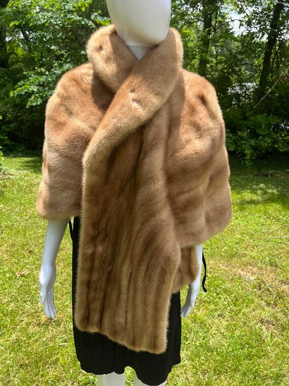 Thick Plush Vintage Mink Stole..with mink cap gin… - image 7