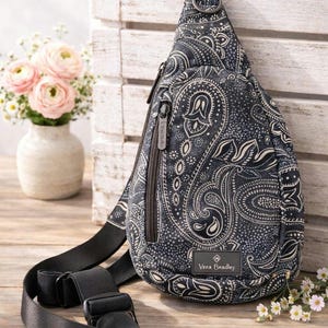 Vera Bradley backpack baroque paisley floral lime black gray -school travel work Vera Bradley Black - Etsy main image 4