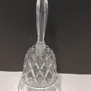 Vintage Cut Crystal Bell: Diamond Pattern Glass Hand Bell