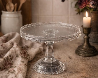 Antique 1880's Adams Co. Apollo Cake Stand: EAPG Victorian Glass Pedestal Plate
