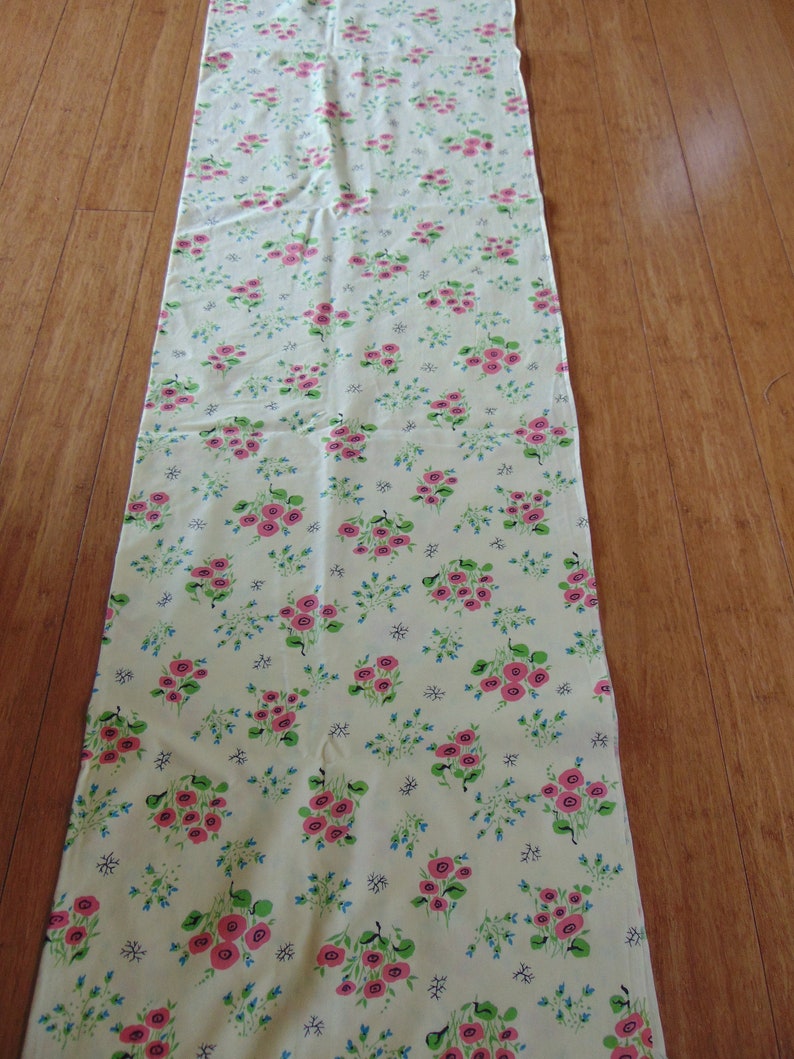 Vintage Mid Century yellow and pink flower fabric yardage