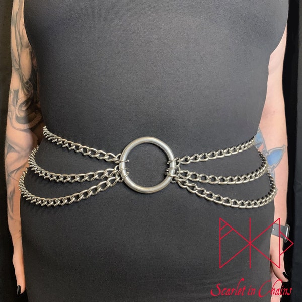 Luna Beam Belt - Stainless Steel Belt - Goth Belt - Chain Belt - Triple Layer Belt - Festival Belt - Fantasy Belt - Waist Chain - Hip Chain