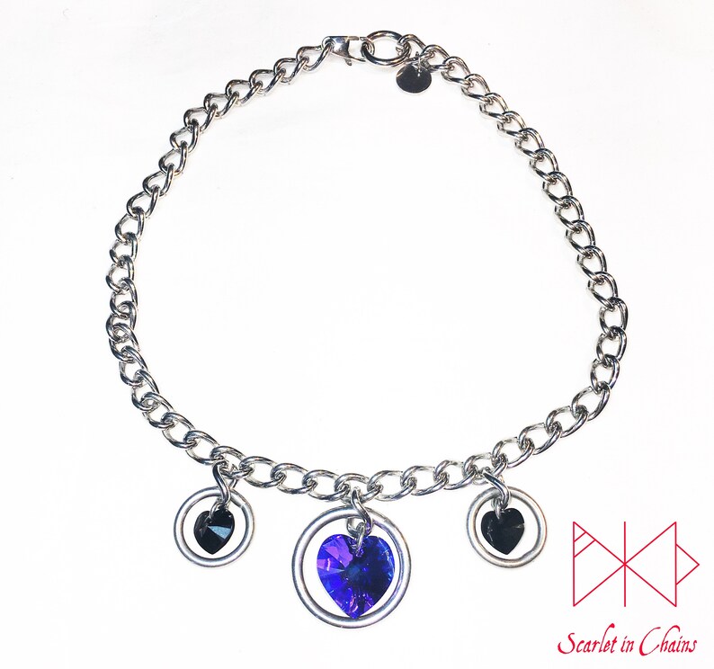 Fetish Bdsm Jewellery Chain Collar Stainless Steel Heart of Hearts Day Collar Goth Collar Bondage Collar Locking Collar