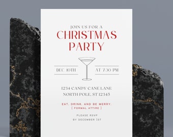 Christmas Cocktail Party Invitation Editable -- DIGITAL DOWNLOAD // Christmas Party // Editable Christmas Party Invite // Cocktail Christmas