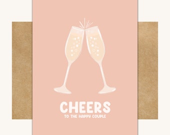 Cheers to the Happy Couple Card — Wedding Card // Champagne Wedding Card // Cheers Wedding Card // Champagne Engagement// Champage Card