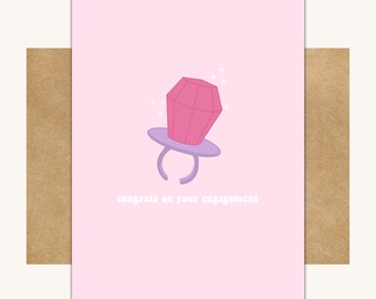 Engagement Ring Pop Card -- Funny Engagement Card // Engagement Card for Friend // Funny Card for Engagement // Ring Pop Ring //Just Engaged