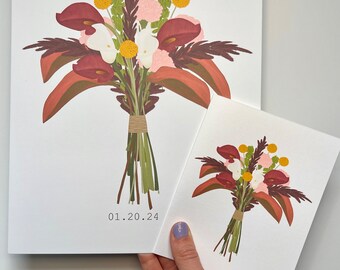 Custom Wedding Thank You Cards -- Wedding Flower Drawing // Custom Wedding Flower Drawing //  Wedding Flower Ideas // Bride Thank You Cards