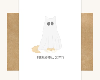 Purranormal Cativity — Cat Ghost Card // Spooky Cat Card // Spooky Cute Cat Card