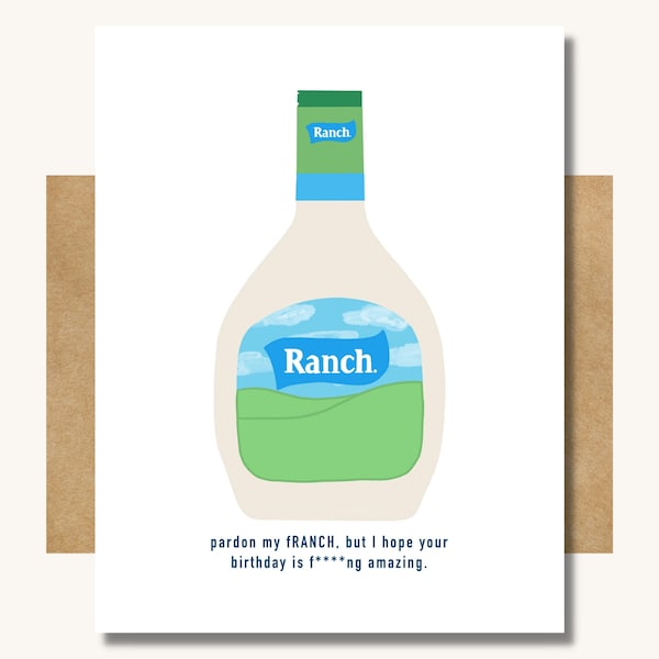 Ranch Birthday Card — Funny Birthday Card // Birthday Card for Ranch Lover // Ranch Dressing Lover Gift // Ranch Fan Gift // Card for Ranch